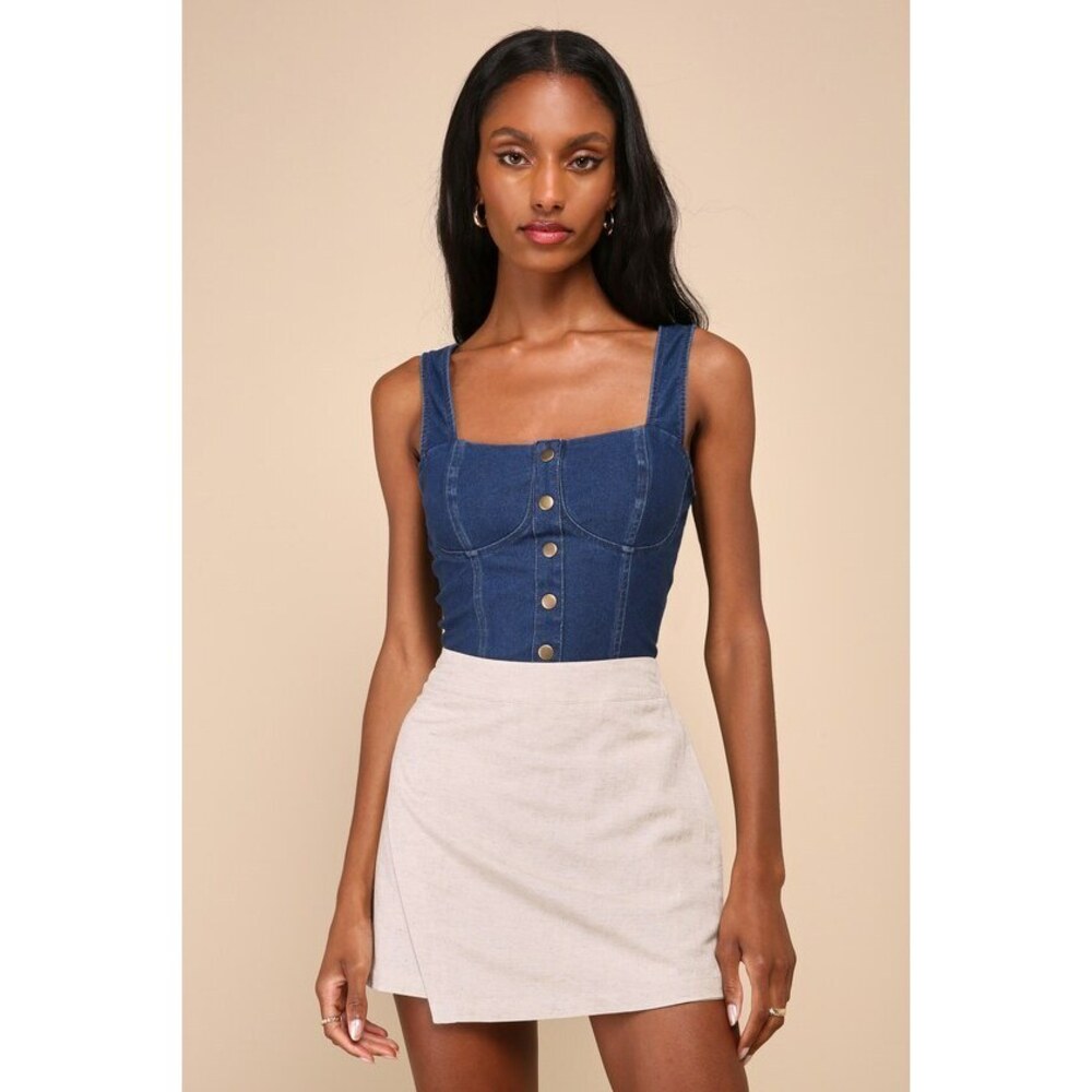 Lulus Breeziest Beauty Beige Linen High-rise Skort - Size S